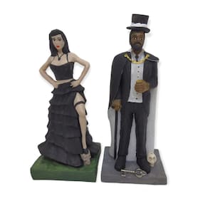 Casal Orixás Exú e Pomba Gira 15 cm Resina-Seleciona a Cor