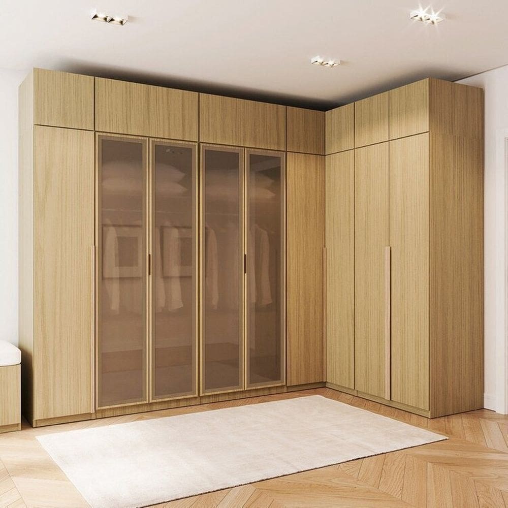 Guarda-Roupa Modulado de Canto 10 Peças 18 Portas Jade Cabecasa Madeiramadeira Avelã