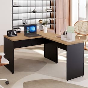 Mesa para Escritório Diretor em L 120x150cm Marrom/Preto
