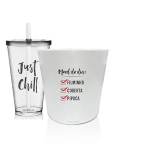 Kit Balde De Pipoca E Copo Personalizado - Just Chill
