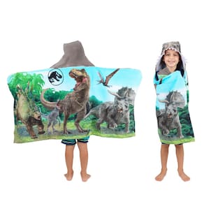 Toalha com capuz Jurassic World Kids de algodão supermacio 60x120cm