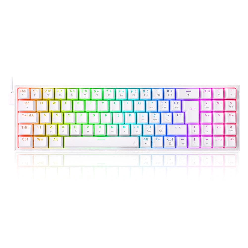 Teclado Gamer Redragon Pollux Branco RGB Mecânico Switch Brown - K628-RGB-B (PT) BROWN - 5983