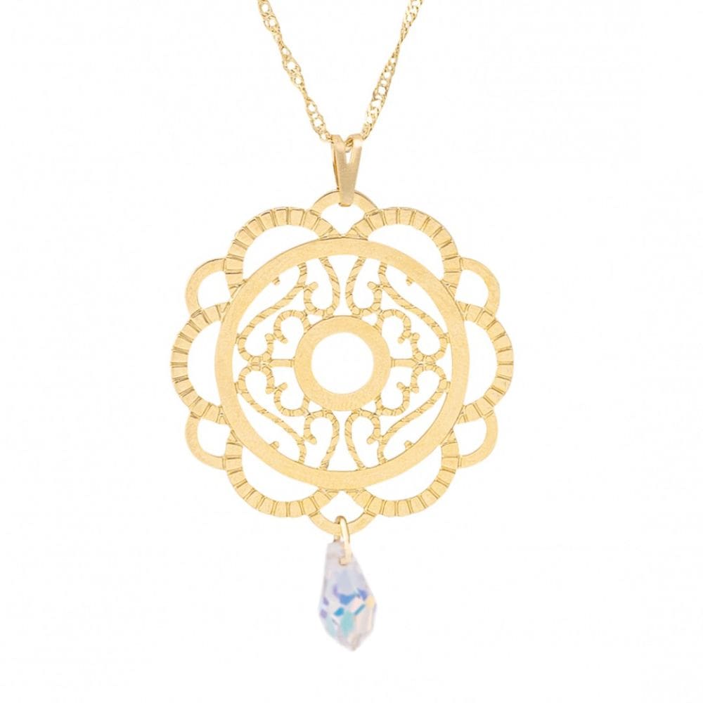 Gargantilha Mandala  Pingo Cristal Swarovski Folheado a Ouro