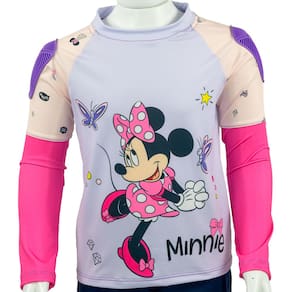 Camiseta de Proteção Solar UV 50+ Esportiva Juvenil Gola Redonda Minnie Nathor