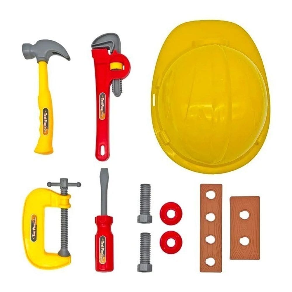 Brinquedo Kit Ferramentas Infantil 11 Peças com Capacete Brincar de Faz de Conta