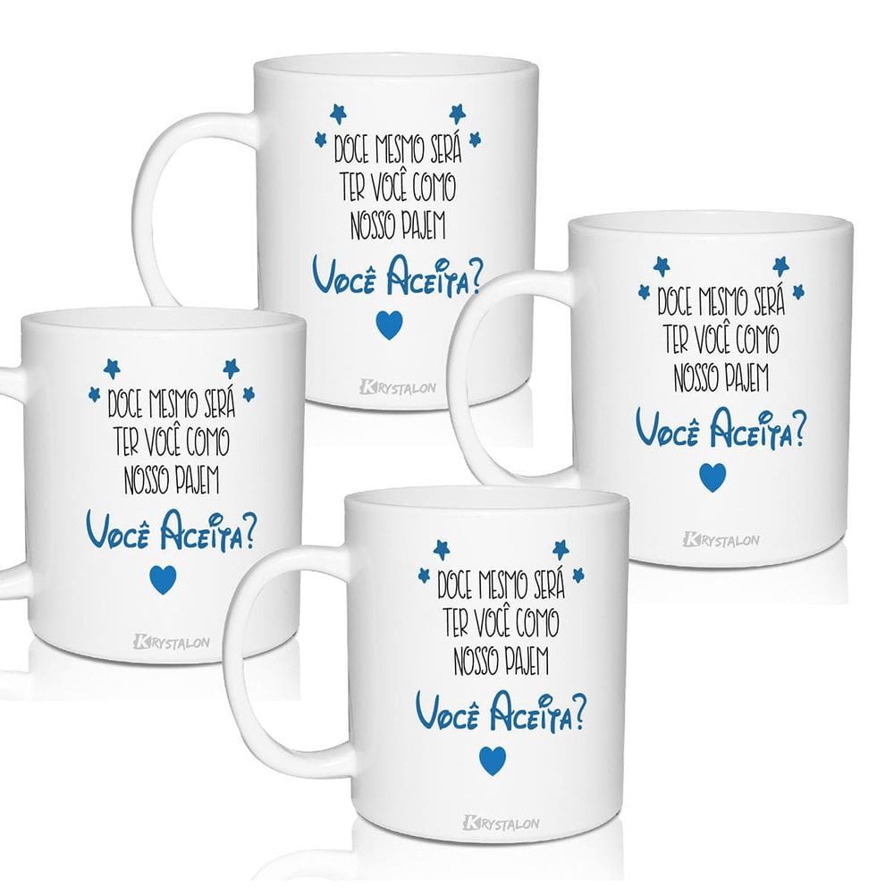 Kit 4 Canecas Lembrancinha Personalizada Pajem - Voce Aceita