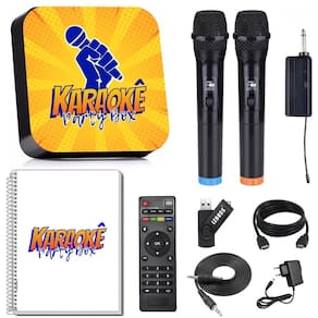 Karaoke Party Box Profissional +2 Mic Sem Fio + Catálogo