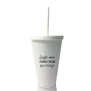 Kit 6 Copos Com Tampa E Canudo Branco Personalizados