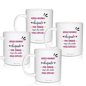 Kit 4 Canecas Convite Personalizadas Daminha 300ml Branco