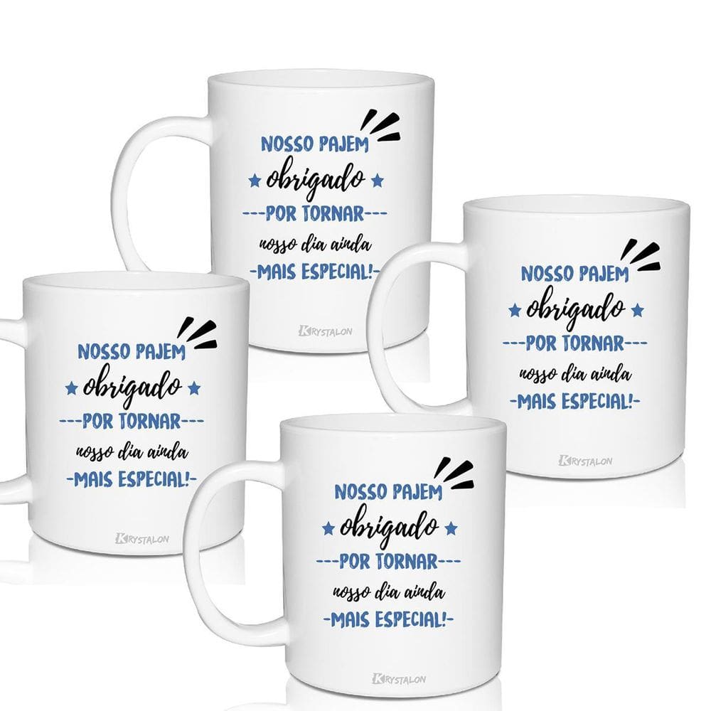 Kit 4 Canecas Agradecimento E Convite Para Pajens