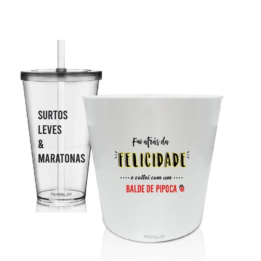 Balde Pipoca E Copo Personalizado Fui Atrás Da Felicidade