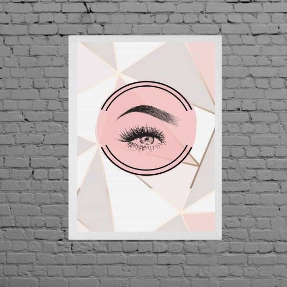 Quadro Cílios E Sombrancelha Geométrico 24X18 Moldura Branca