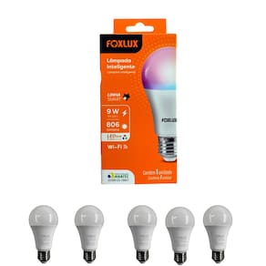 Kit 5 Lâmpada Inteligente RGB 9W Wifi Smart Color Bivolt Foxlux