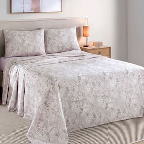 Jogo de Cama Casal 4 peças Lençol com Elástico 100% Algodão Percal 130 Fios 138x188x35cm Dohler Pluma