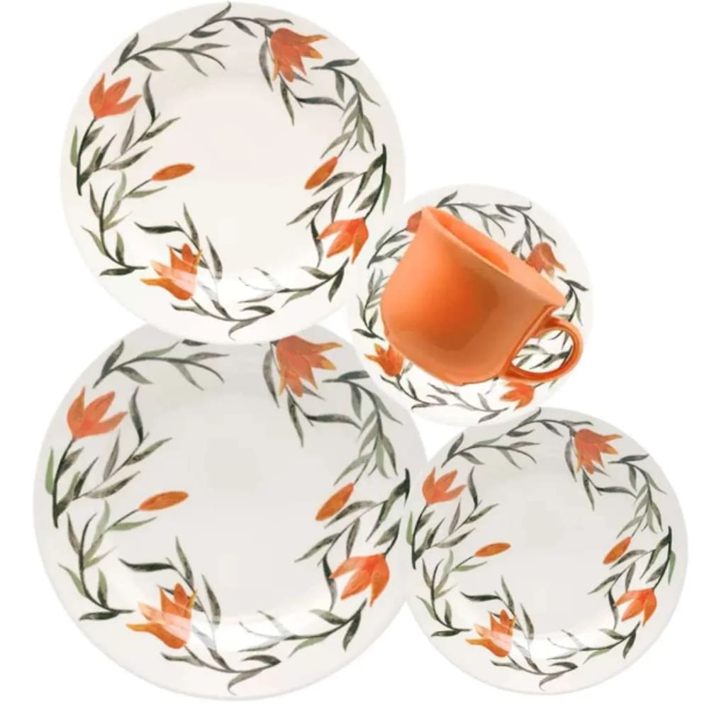 Jogo De Jantar Oxford Ramys Em Ceramica Estampada 20 Pc