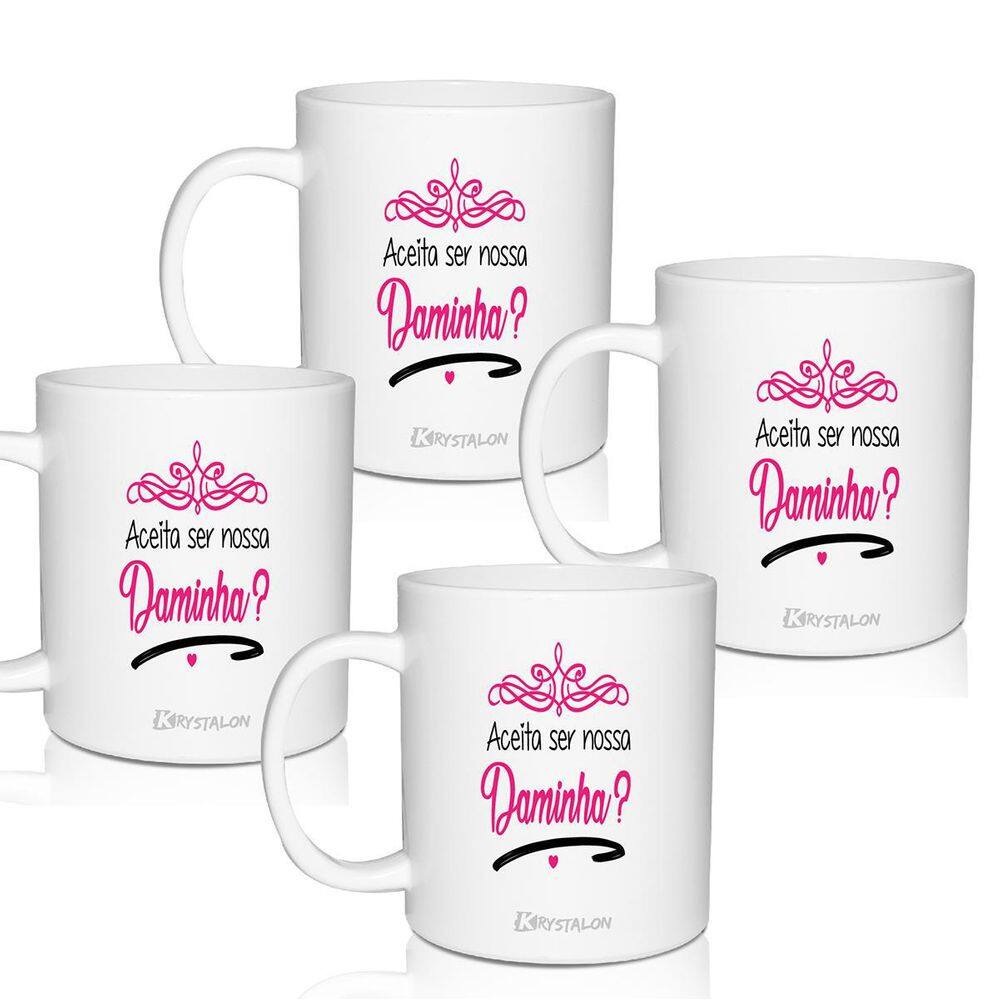 Kit 4 Canecas Brancas Lembrança Personalizada Para Daminhas