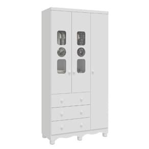 Guarda Roupa Peroba Tedy 3 Portas e 3 Gavetas MDF Cor Branco