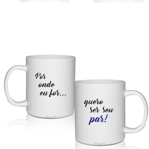 Kit 2 Canecas Brancas Personalizadas Frases De Amor