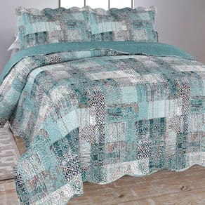 Colcha Cobre Leito Ultrassonic Dupla Face Estampada Casal 220x240cm - Jacareí Petróleo