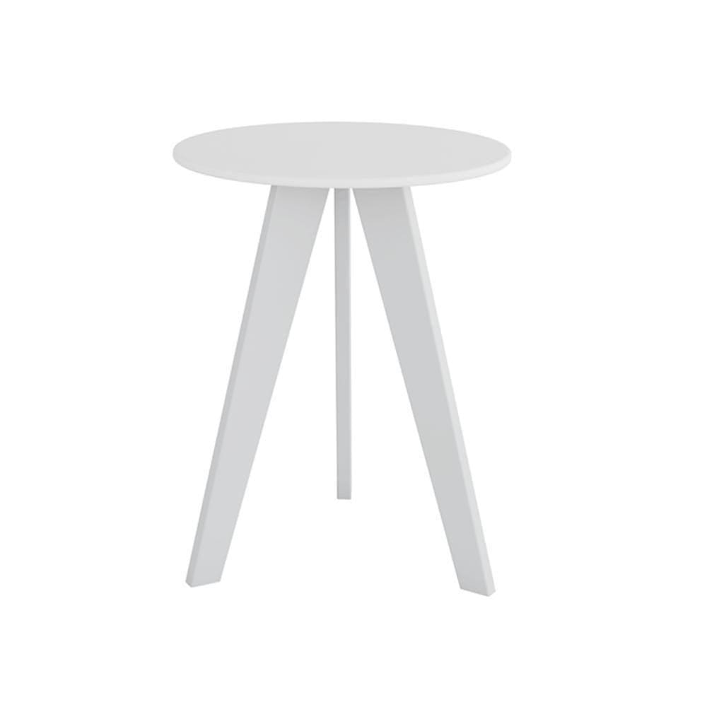 Mesinha Lateral Retrô Peroba Branco Com Brilho Em 100% Mdf Branco
