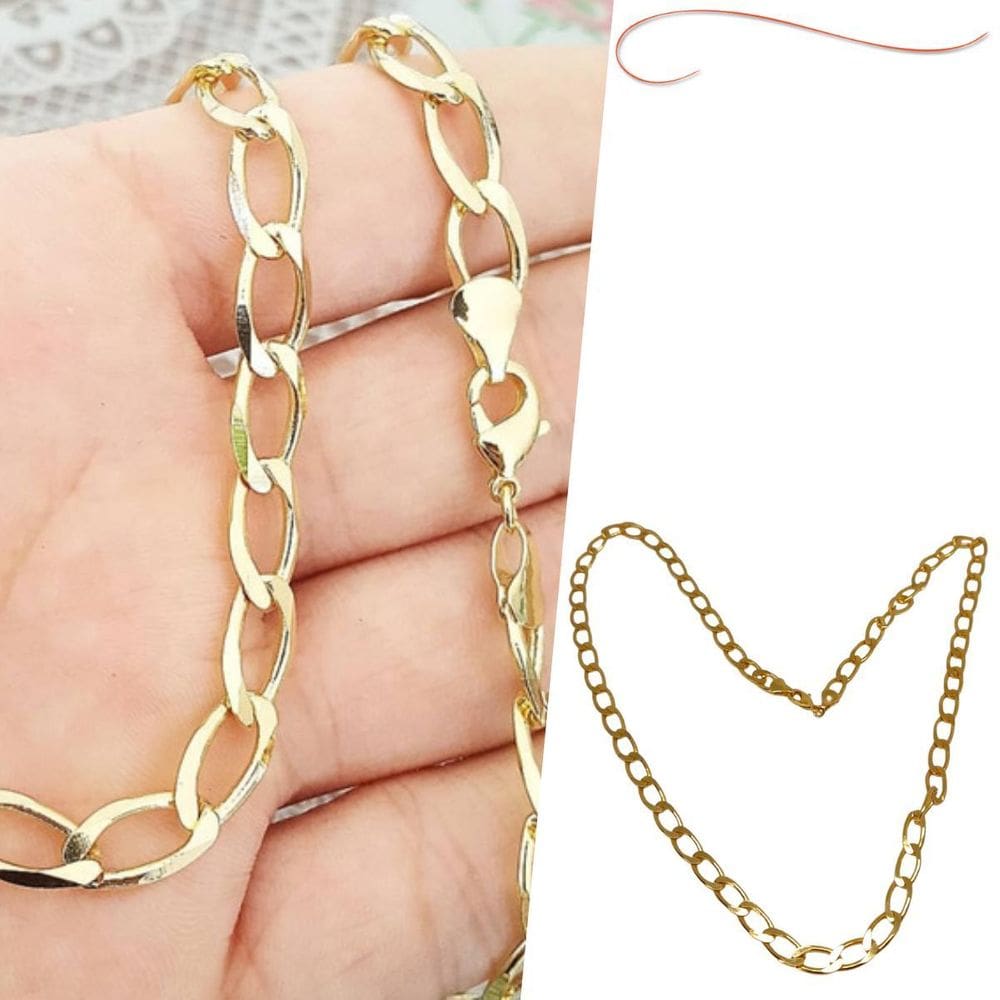 Corrente Grumet Longa Banhada A Ouro 18K