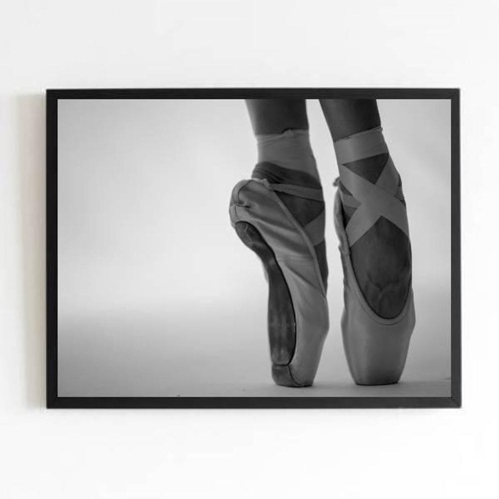 Quadro Fotografia Sapatilha De Ballet 45X34 Com Vidro Preta