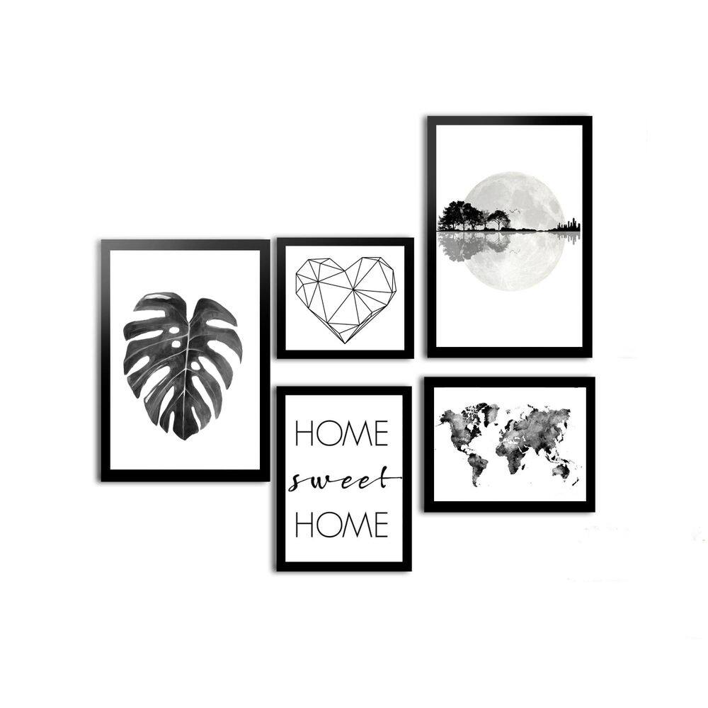 Combo Quadros Decorativos Com Moldura Mapa Mundo Home
