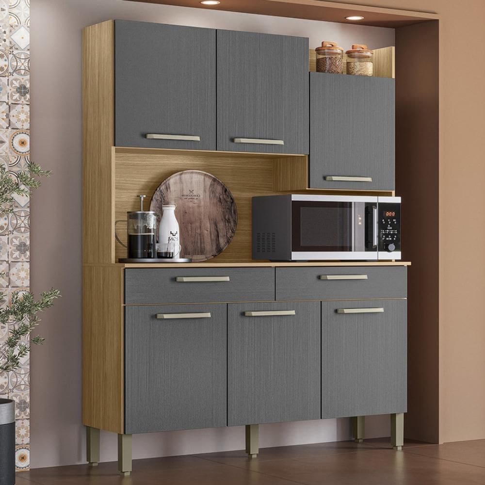 Armário de Cozinha Compacta MDF 6 Portas Modena Plus