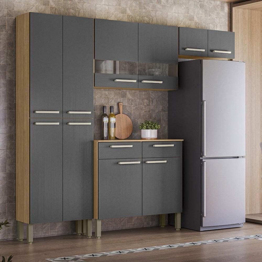 Armário de Cozinha Completa MDF 10 Portas 2 Gavetas Nala Plus