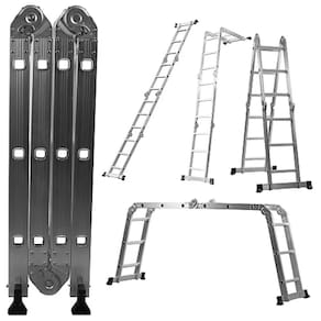 Escada Multifuncional 12 Degraus 4x3 Em Alumínio Titanium