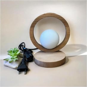 Luminária de Mesa com Globo de Vidro Caruaru Madeira Natural