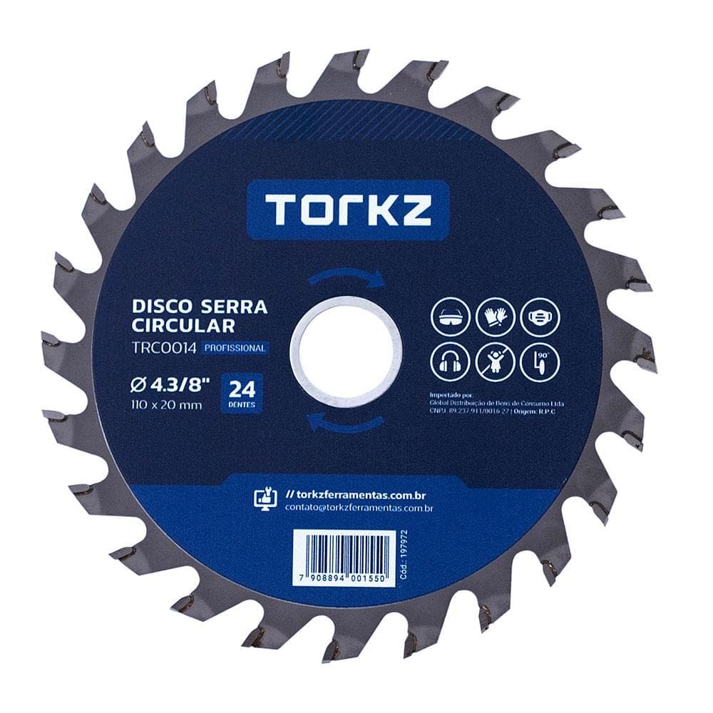 Disco de Serra Circular Torkz TRC0014, 4. 3/8&quot; - 24 Dentes