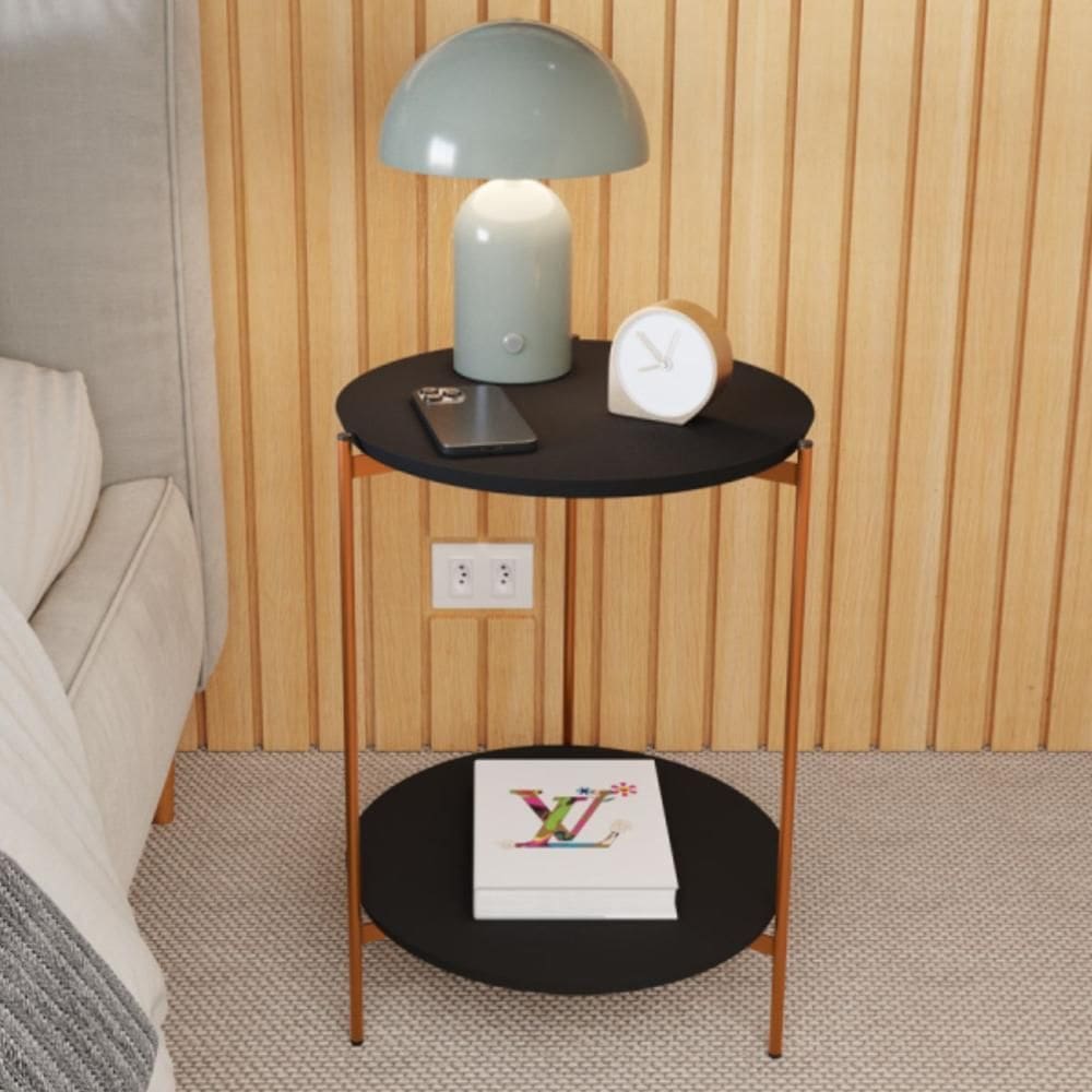 Mesa De Apoio Lateral Purples Preto/Bronze