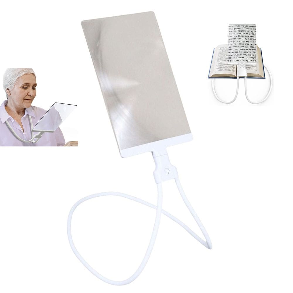 Lupa de Pescoço para Leitura Aumento 5x Haste Flexivel Maos Livres Apoio Mesa Vista Cansada Trabalho Tarefas Visualizaçao Ampla Multiuso Resistente