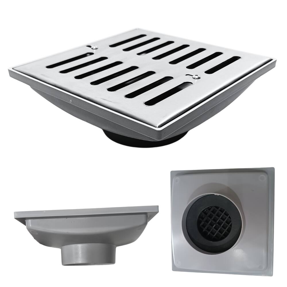 Ralo Anti Cheiro 20x20 Inox 304 com Abre Fecha Coletor Cinza Saída de 100mm