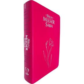 A Bíblia de Estudo da Mulher Sábia ARC Full Color C/ Harpa Avivada e Corinhos Capa PU Luxo Magnólia Pink