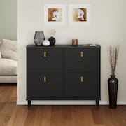 Sapateira Preta Madeira Horizontal Organizadora 4 Portas Mikka
