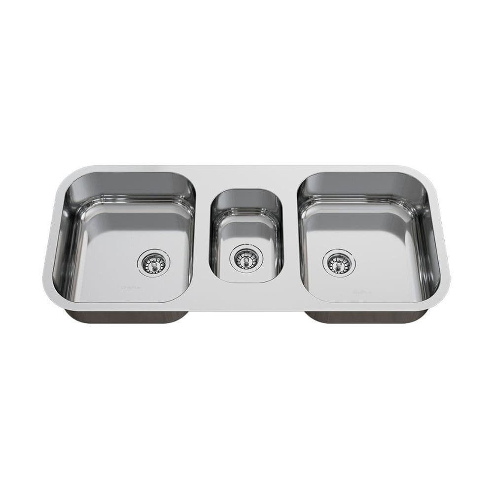 Cuba Tripla para Pia de Cozinha Gourmet em Aço Inox 93cm X 40cm X 18cm Polida Ghelplus. Inox