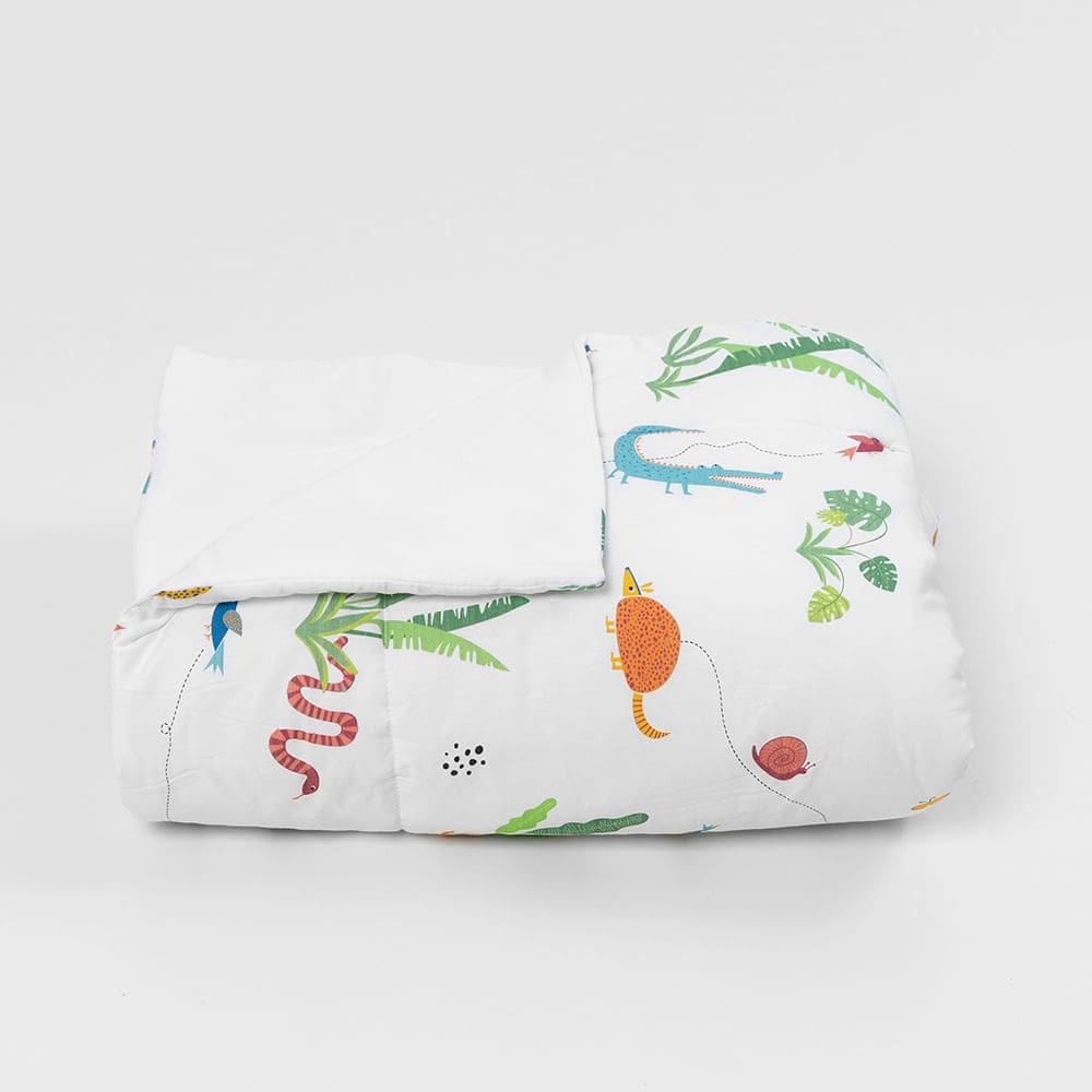 Edredom de Solteiro Selva com Dupla Face Percal - Branco