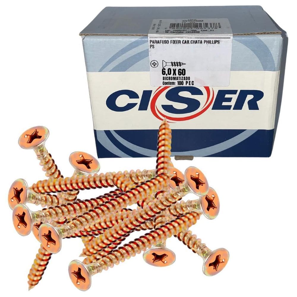 Parafuso Madeira Fixer Phillips Cabeça Chata 6,0X60Mm Ciser