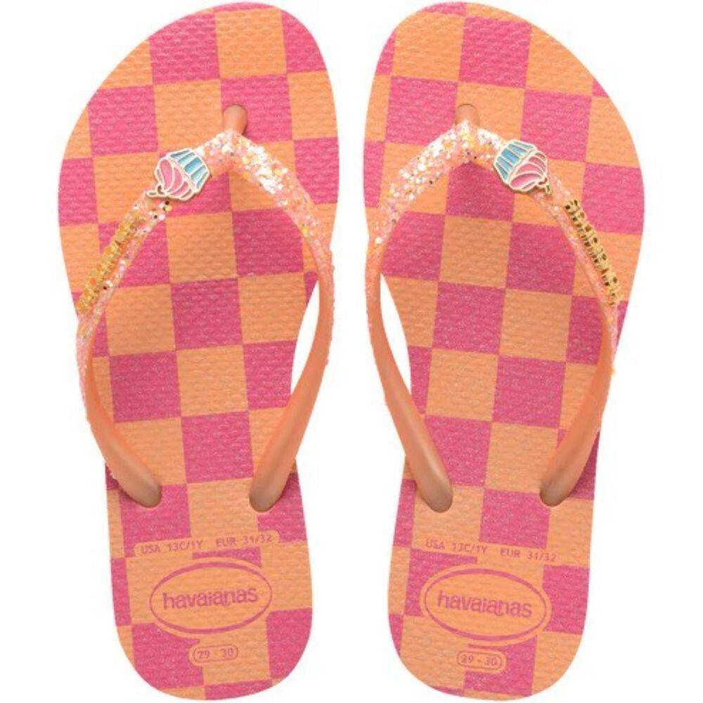 Chinelo Havaianas Slim Glitter II Infantil - Laranja e Rosa