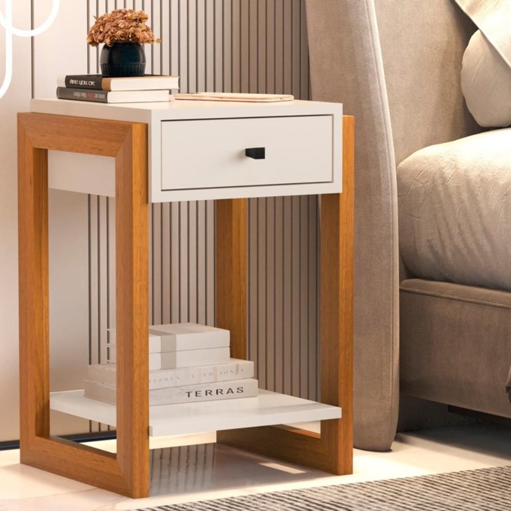 Mesa de Cabeceira 1 Gaveta Jinan Perola Brilho