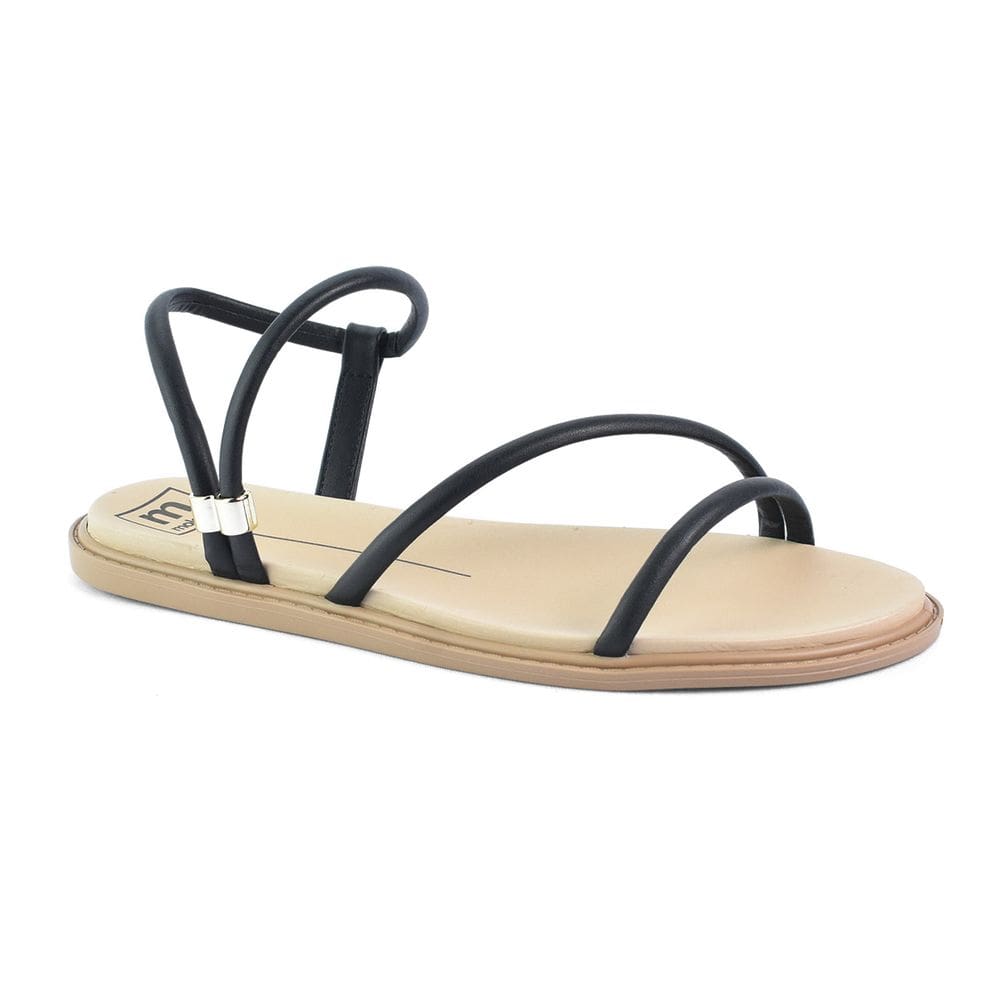 Sandália Moleca Flat Regulável Tiras Finas Feminina Preta