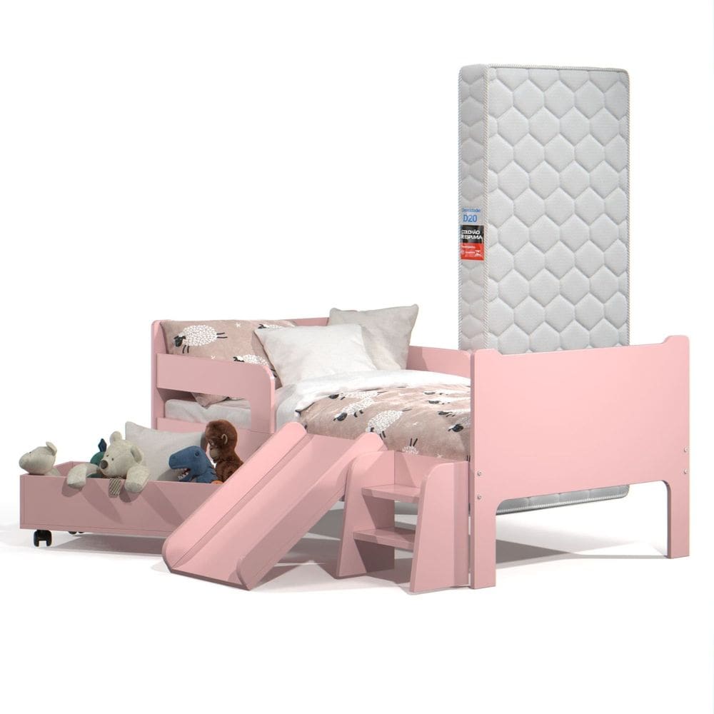 Mini Cama Infantil Montessoriana com Baú Bella + Colchão