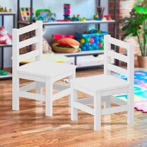Kit 2 Cadeiras De Madeira Maciça Infantil Branco Nerim