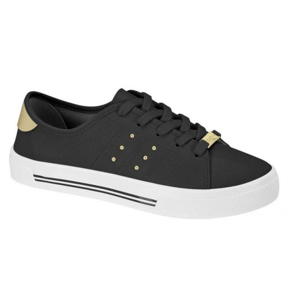 Tênis Moleca Casual Detalhes Dourados Feminino Preto