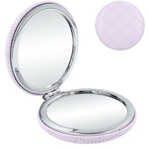Espelho de Bolsa Compacto 7cm com Capa de Couro, Duplo Reflexo Normal e Aumento Leve e Sofisticado AFA05024