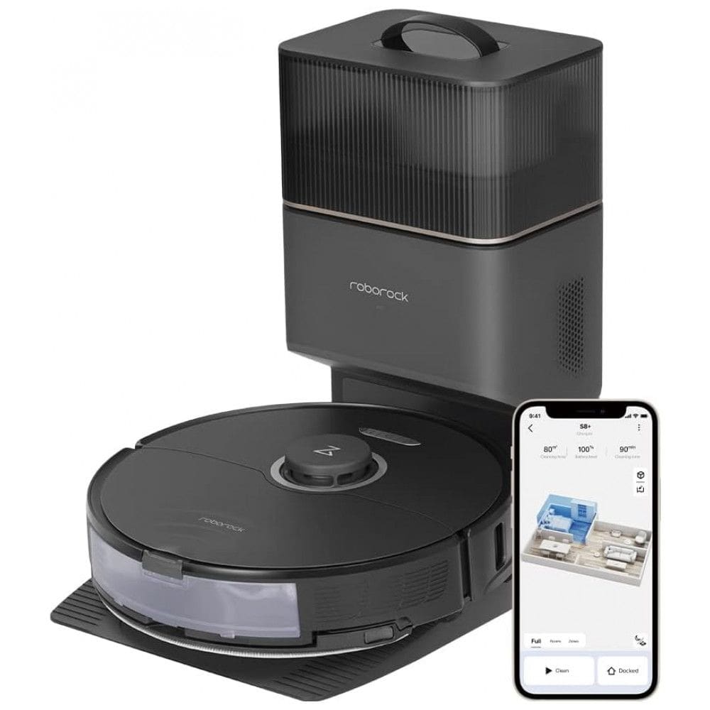 Aspirador de Pó Robô com Esfregão Controlado por APP e Sucção Forte 6000PA, 110V, roborock S8, Preto