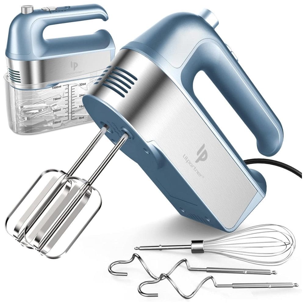 Batedeira de Mão Elétrica com Botão de Ejeção e 5 Velocidades, 110V 450W, LILPARTNER, Azul