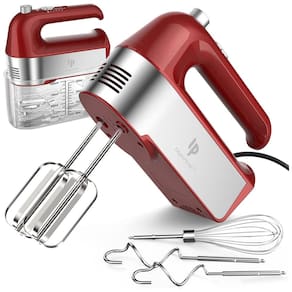 Batedeira de Mão Elétrica com Botão de Ejeção e 5 Velocidades, 110V 450W, LILPARTNER, Vermelha